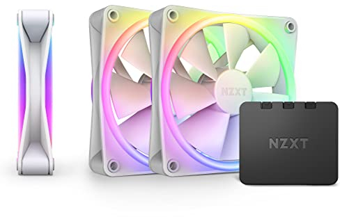 NZXT F120 RGB Duo Triple Pack - 3 x 120mm doppelseitiger RGB-Lüfter mit RGB-Controller – 20 einzeln adressierbare LEDs – Ausgeglichener Airflow und statischer Druck – Weiß