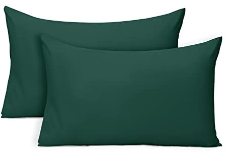 Oxford Homeware Pillow Cases 2 Pack Brushed Microfiber – Standard Pillowcases Fade Resistant Pillow Cover Envelope Closure Emerald Pillow Covers (50 x 75 cm)