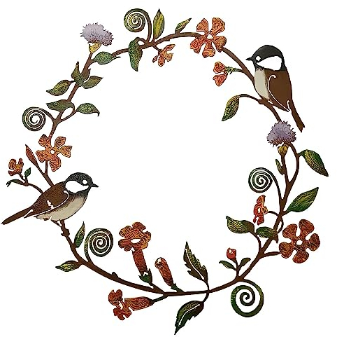 Kleemeiero Ghirlanda Porta Ingresso Casa Ghirlanda Decorativa per Porta Ghirlanda per Porte Esterne in Metallo Ghirlanda di Vite in Metallo Ghirlanda Fiori per Giardino, Terrazza, Balcone 30 * 29CM