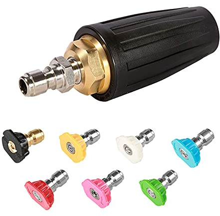 Buse turbo rotative, 4 000 psi, ensemble d'accessoires pour nettoyeur haute pression, pistolet de nettoyage à connexion rapide de 6,35 mm, buse de pulvérisation avec 7 embouts de pulvérisation, 4,0