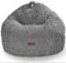 Green Bean Sitzsack in Felloptik mit Füllmaterial (EPS Perlen) - Maße ca 90 x 90 cm - Bean Bag Sitzkissen Sitzpuff Sitzsessel Bodenkissen Lounge Grau