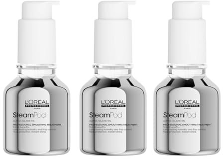 L'Oréal Professionnel - 3 Stück – Glätteisen Konzentrat SteamPod, Thermoschutz & hohe Beständigkeit gegen Feuchtigkeit, Anti-Frisottis, patentierte wasserfreie Formel, kompatibel mit jedem Glätteisen,