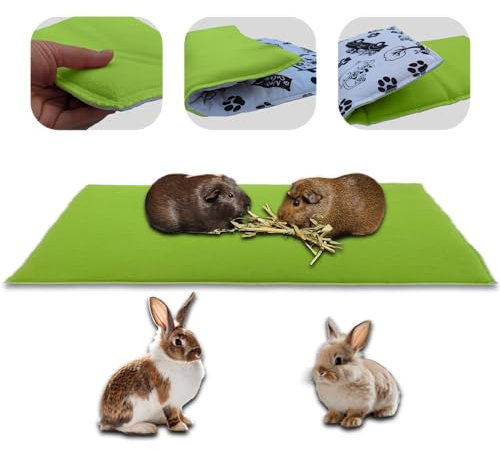 NEO SOLVO Fleece Spielplatzmatte für Meerschweinchen und Kaninchen - Alles in einem: eine Decke, EIN riesiger Tunnel, EIN Haus, EIN Kissen und EIN Bett - 35 cm x 70 cm - Grün