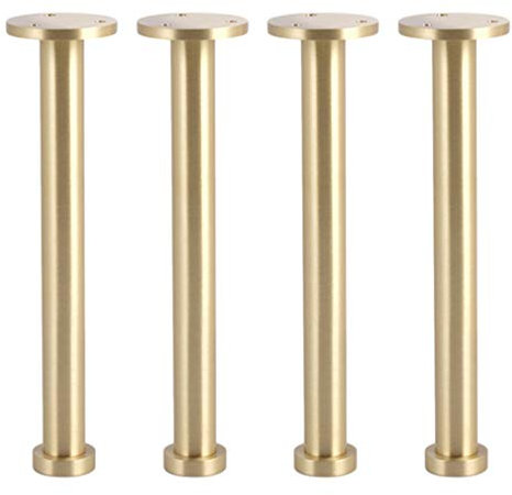 SnamicE Lot de 4 pieds de table basse réglables en cuivre pur, finition cuivre brossé, 4 pieds de table basse/vis en laiton (8 cm)