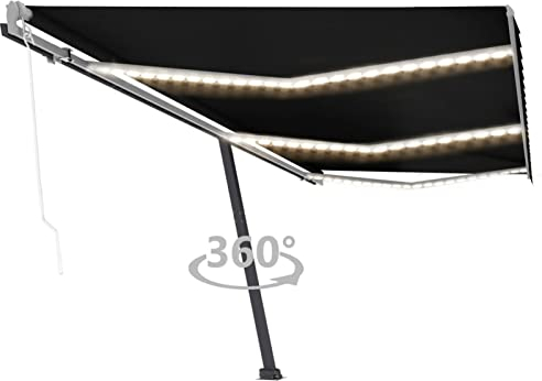 Tidyard Automatische Markise mit LED & Windsensor 600x300 cm Anthrazit