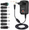 Visiodirect Adaptateur Secteur Universel 35W Convertisseur Multi-Tension avec 7 Types d'embout 3V/4.5V/5V/6V/7.5V/9V/12V Noir