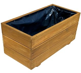 FKL DESIGN Home Deco Jardinière en Bois, Cache-Pot pour Jardin, terrasse, Caisse en Bois imprégné D26 (Chêne, 60x30x29 cm)