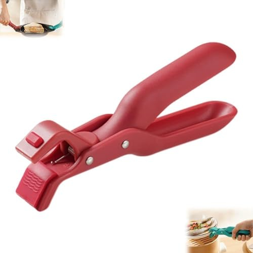 Enyolidimk Red Silicone Non-Slip Heat Insulation Anti-Scald Bowl Holder Clip, 1-Piece