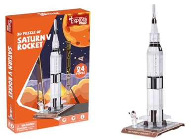 EXPLORA - Saturn V Rakete - 3D Puzzles - 540012-24 Teile - Level 2 - Ohne Kleber oder Schere - Bildung - Bauspiel - Geschenk für Kinder - Modell - Ab 5 Jahren