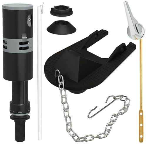 Kit de reparación de tanque de inodoro, piezas de repuesto de tanque de inodoro de alto rendimiento con válvula de llenado, mango de palanca de descarga de montaje frontal, solapa de inodoro de 2