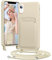 BENTIACC Mobile Phone Chain Silicone Case for iPhone XR with Strap, Mobile Phone Case with Card Slot, Removable Cord Chain, Shockproof Protective Case for iPhone XR (Beige)