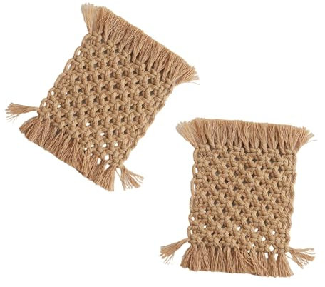 Set di 2 vasi fatti a mano all'uncinetto in cotone intrecciato a mano, tovagliette per la cucina