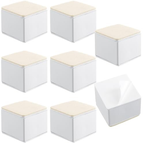 8 PCS 5cm Lift Square White Furniture Risers, 6cm Diameter Self Adhesive Furniture Risers, Lift Furniture Risers Add 5cm Height to Chair Table Bed