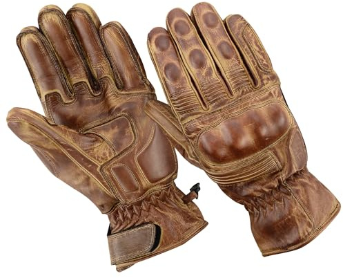 BOSmoto Biker Lederhandschuhe für Motorradfahrer – Für Chopper & Custom Motorräder,Biker Motorrad Leder Handschuhe,Herren Motorrad SommerHandschuhe