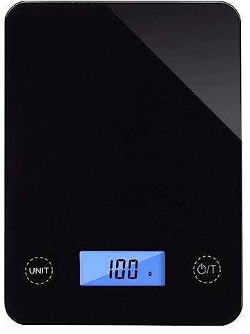 MOKLYF Bilancia da Cucina in Vetro Nero di precisione con Display LCD Digitale e accensione/spegnimento Automatico, 5 kg(