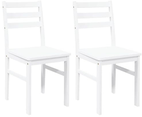vidaXL Sillas de Comedor 2 Unidades Madera Maciza de Caucho Blanco