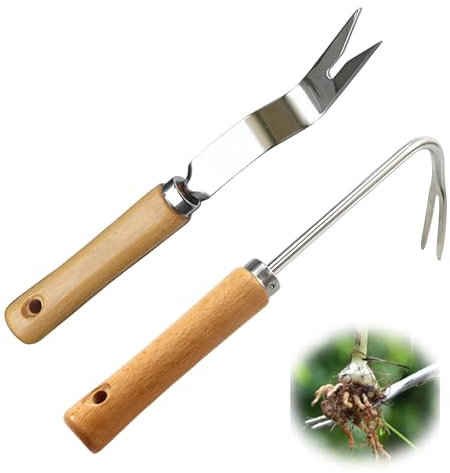2Pcs Garden Weeding Tool, Weed Remover Tool for Garden and Patio, Stainless Steel Weeding Tools, Yard and Farmland Use