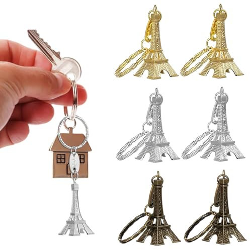 6 Pièces Porte-clé Tour Eiffel Cadeaux Souvenir,Sac À Main Pour Les Filles Porte-Clés Rétro Porte-Clés Paris Porte-Clés Tour Eiffel Porte-Clés,Mini Tour Eiffel Statue Petit Cadeau Pendentif