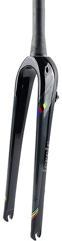 Forcella per bici gravel, forcella rigida in fibra di carbonio 700C, tubo dritto/conico da 1-1/8, freno a disco, forcella per bici da corsa leggera, attacco QR da 9 mm, forcella rigida (grigio