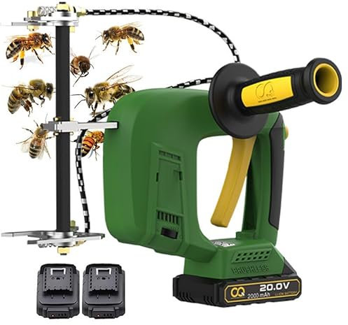Lakenbroade Electric Bee Shaker, Electric Bee Remover Electric Honey Extractors Honey Spinner with Charger & Storage Box, 2700r/min Handheld Bee Shaker Beehive Frame Shaking Machine,2batteries