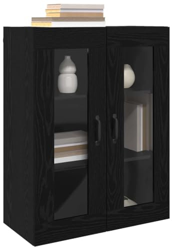 vidaXL Wall Mounted Cabinets 2 pcs Black oak 69.5 x 34 x 90 cm, Living Room, Modern Cabinets, Rectangular Storage, Ample, Stylish Organizer, Functional Wall Cabinet, Home Unit