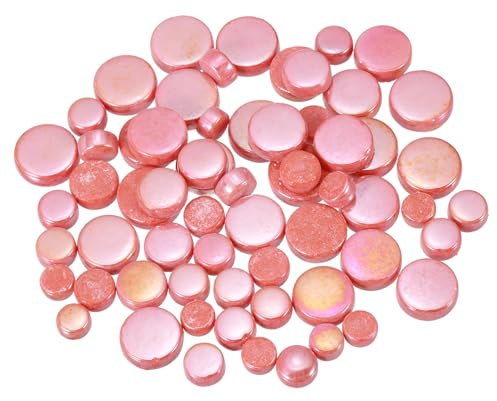 QUARKZMAN 100g Tasselli Mosaico Rotondi Per Artigianato, Tasselli Mosaico Vetro Iridescente Multi Misura Per DIY Arte, Decorazione Casa, Vasi, Tazze (Arancio Rosso)