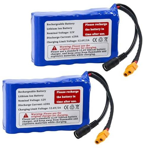 SSCYHT Rechargeable Battery 12V 18Ah 22Ah Lithium Battery 12V Scooter Batteries for 200W - 300W Motor Kit with BMS and XT60 Port,12V22Ah 2Pack