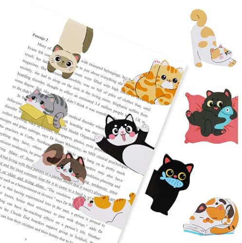 MCTNCT 10 Stück Cute Magnetische Lesezeichen Katze | Lesezeichen Katze Niedliche Katzen-Designs,Geschenk Für Kinder,Frauen,Kollegen,Lehrer,Buchliebhaber Und Katzenliebhabe