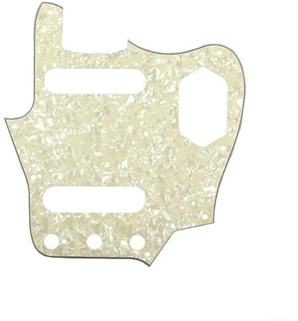 Für Jaguar E-Gitarre Pickguard Schlagbrett Schlagplatte FD JA Style, 10 Schraubenlöcher, Schutzfolie, Geeignet für Ersatz oder Heimwerken (Vintage Pearl)