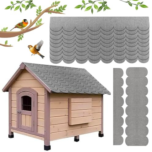 32 STK Dachschindeln für Vogelhaus, Dachpappe für Vogelhaus Wasserdicht, Mini Dachschindeln für Nistkasten, Grau Dachpappe Selbstklebend Für Vogelhaus,Selbstklebende Dachpappe für Vogelhaus Hasenstall