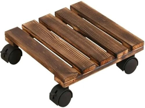 ZYREHAW Pflanzenroller Holz, Blumenroller, Stabiler Rolluntersetzer – Blumentopf Untersetzer, Leicht Beweglich & Bodenschonend Indoor & Outdoor Für Mülleimer,Regentonne, Pflanzentopf B,40cm*40cm