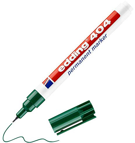 edding 404 Permanentmarker - grün - 1 Stift - extra-feine Rundspitze 0,75 mm - wasserfest, schnell-trocknend - wischfest - für Karton, Kunststoff, Holz, Metall, Glas