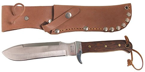 BW Fallschirmspringermesser, Holzgriff, Lederscheide, Länge: 27,5 cm, Klinge:...