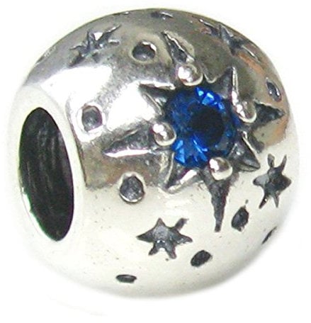 Queenberry Klipp-Perlanhänger Sterling-Silber 925 Really Dreams Come True Zirkonia Saphirblau Geburtsstein September für europäische Charm-Armbänder
