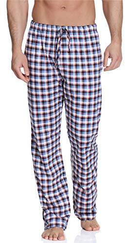 Timone Herren Schlafanzugshose Lang Pyjamahose aus Baumwolle Freizeithose Schlafhose Loungewearhose mit Taschen Nachtwäsche Hose für Herren Sleepwear TPP-001 (Muster-8 (202118), XXL)