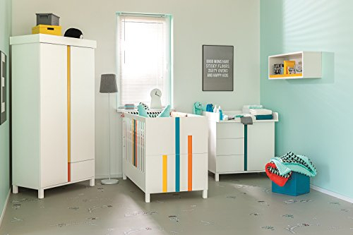 Babyzimmer Kinderzimmer Rainbow weiß, Komplettset, Bett Schrank Kommode Wandregal