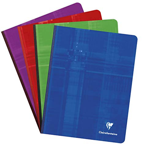 Clairefontaine 69741C Un Cahier Brochure Dos Toilé - 17x22 cm - 192 Pages Grands Carreaux - Papier Blanc 90 g - Couverture Carte Pelliculée Couleur Aléatoire