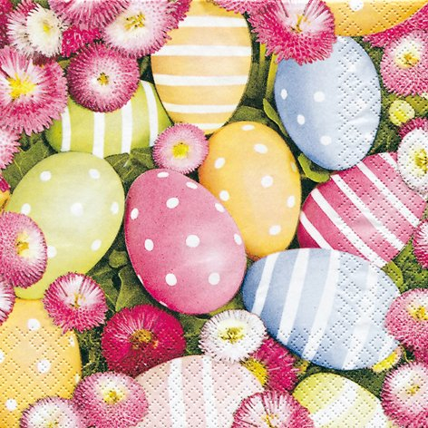 20 Servietten Easterflair Bellis Ostereier und Gänseblümchen/Ostern 33x33cm