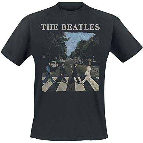 The Beatles Men's Abbey Road and Logo Short Sleeve T-Shirt, Black, XX-Large