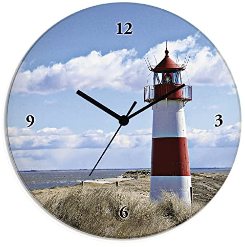 ARTLAND Wanddeko fotopro: Leuchtturm Sylt, Uhrwerk:Funkuhr, Größe | BxH:Ø 30 cm