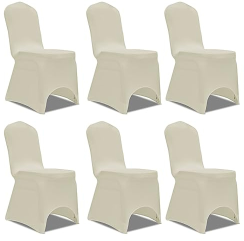 vidaXL 6 x Stuhlhusse Stretchhusse cremefarben