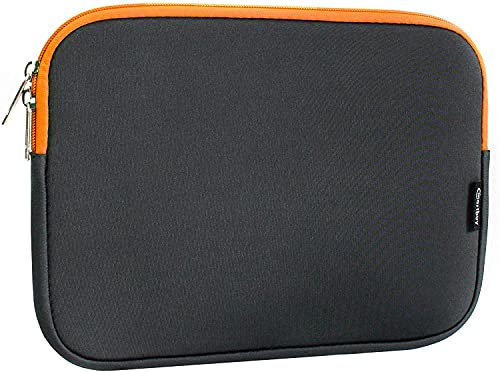 Emartbuy Dark Grey/Orange Neoprene Soft Case Cover Sleeve With Zip Compatible With Surface Pro 11 Edition - 13 Inch 2024 / Surface Laptop 7 13.8 / Laptop 6 13.5 Inch