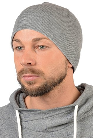 Unbekannt Herrenmütze : Herren Strickmütze doppellagig ohne Umschlag - Mütze Männer Farbe: grau