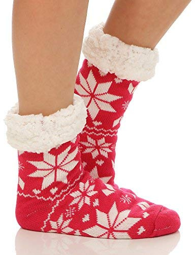 Cleostyle Collection Hüttensocken Hausschuhe Socken Hüttenschuhe ABS/Teddy CL 82 (Flieder)