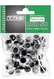 T4E Paintball Kugeln RUB 50, Munition Kaliber 0.50, 50 Stück, Rubberballs, schwarz