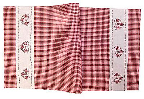 Matches21 Chemin de table à carreaux Rouge/blanc et cœur brodé pour cuisine et table 40 x 85 cm