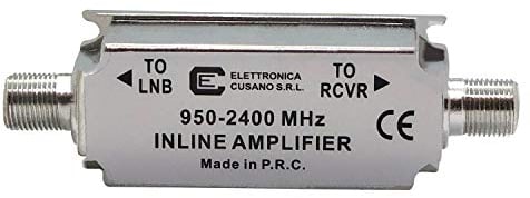 SA01 - Amplificatore di Linea per Segnali Satellitari, Ampificatore Parabola, Guadagno 24 dB, Frequenza di Lavoro 950-2400 MHz, Made in P.R.C.