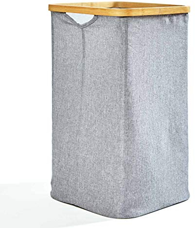 bambuswald© Faltbarer Wäschekorb mit Ring aus ökologischen Bambus ca. 50x32cm & 50 Liter Inhalt| Wäschesortierer Wäschebehälter Wäschetruhe Wäschesack Wäschebox Badezimmer Truhe Aufbewahrungskorb