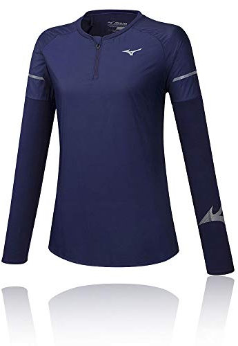 Mizuno Hineri Hybrid Women's Long Sleeve Top - AW19 - Small Navy Blue