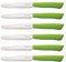 Tredoni 6 Coltelli da Cucina - 11cm Acciaio Inossidabile Italiano Coltello Posate da Verdure/Bistecca/Tavola Seghettato, Punta Arrotondata (Verde)